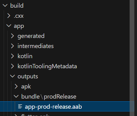 本番候補の AAB 出力を Explorer で確認している画面