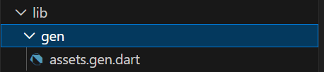 VS Code Explorer で lib/gen/assets.gen.dart が生成されている様子