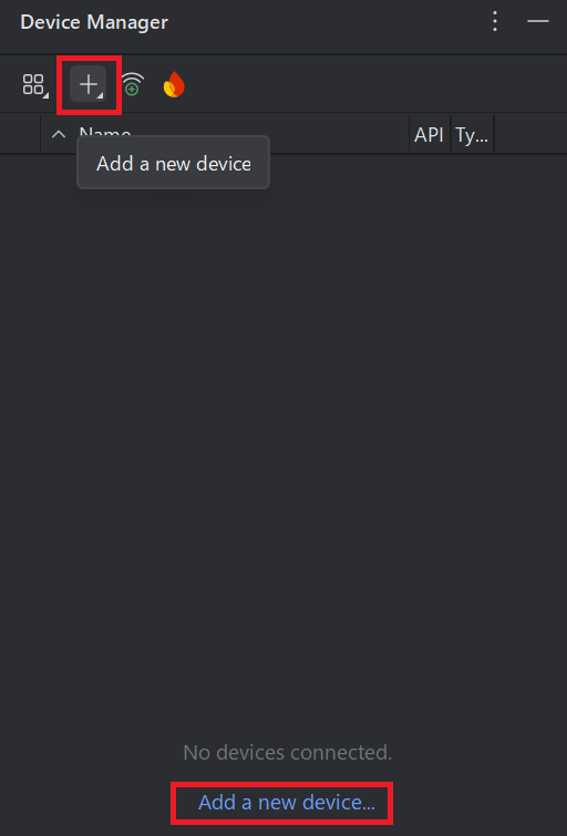 Add a new device メニュー