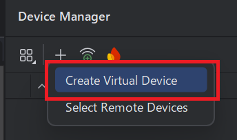Create Virtual Device の選択画面