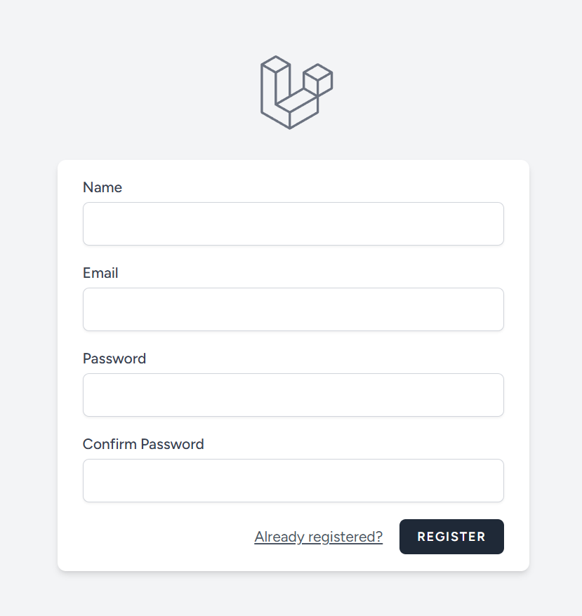 Breeze の register 画面