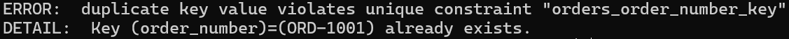 UNIQUE 違反エラー — duplicate key value violates unique constraint "orders_order_number_key"
