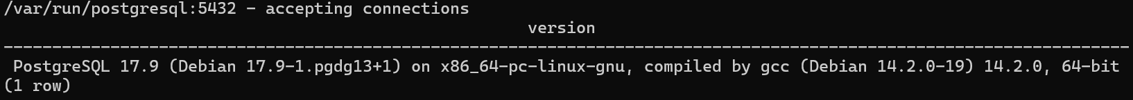 pg_isready と SELECT version() の出力確認