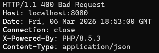 name 未指定で 400 Bad Request の JSON が返っている画面
