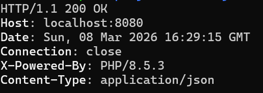 GET /health が 200 と JSON を返している画面