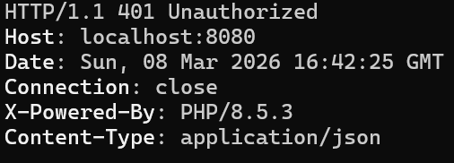 token 未指定で 401 Unauthorized を返した画面