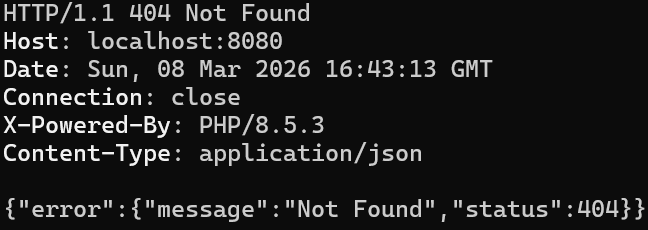 存在しないパスで 404 Not Found を返した画面